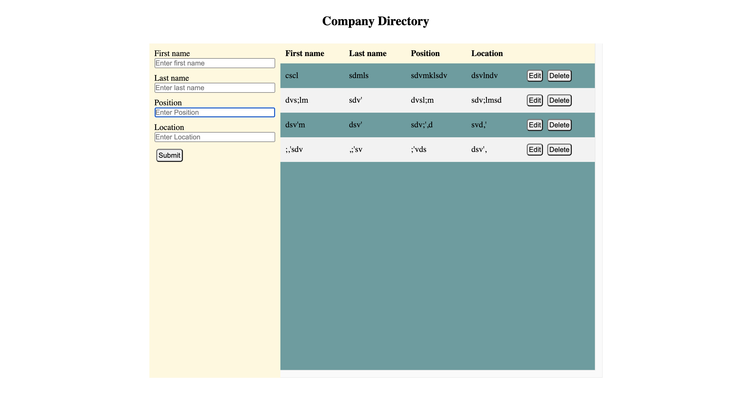 company directory project